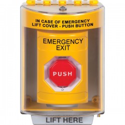 SS2289EX-EN STI Yellow Indoor/Outdoor Surface w/ Horn Turn-to-Reset Stopper Station w/ EMERGENCY EXIT Label