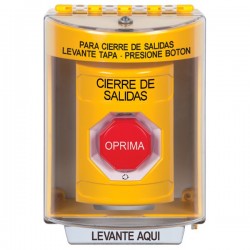 SS2289LD-ES STI Yellow Indoor/Outdoor Surface w/ Horn Turn-to-Reset (Illuminated) Stopper Station with LOCKDOWN Label Spanish