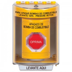 SS2289PS-ES STI Yellow Indoor/Outdoor Surface w/ Horn Turn-to-Reset Stopper Station - FUEL PUMP SHUT DOWN Spanish