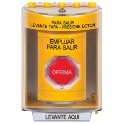 SS2289PX-ES STI Yellow Indoor/Outdoor Surface w/ Horn Turn-to-Reset Stopper Station w/ PUSH TO EXIT Spanish