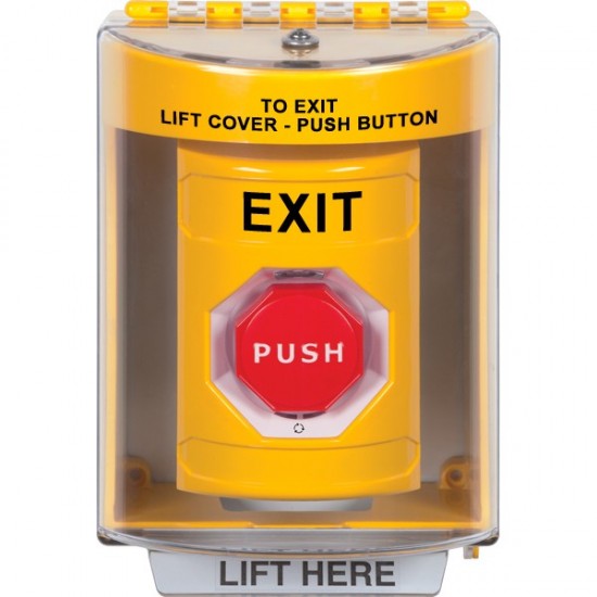SS2289XT-EN STI Yellow Indoor/Outdoor Surface w/ Horn Turn-to-Reset (Illuminated) Stopper Station with EXIT Label English