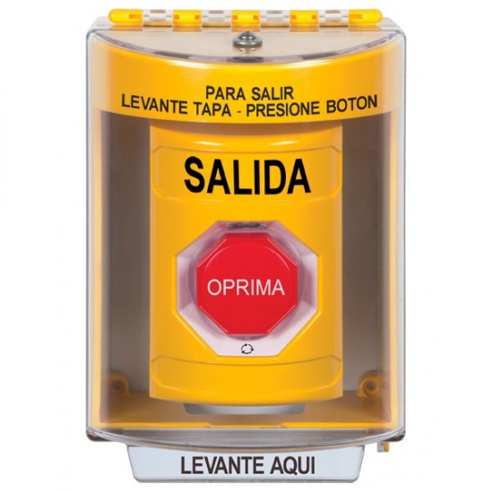 SS2289XT-ES STI Yellow Indoor/Outdoor Surface w/ Horn Turn-to-Reset (Illuminated) Stopper Station with EXIT Label Spanish