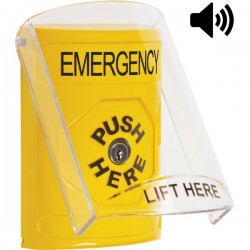 SS22A0EM-EN STI Yellow Indoor Only Flush or Surface w/ Horn Key-to-Reset Stopper Station with EMERGENCY Label English SS22A0EM-EN STI Yellow Indoor Only Flush or Surface w/ Horn Key-to-Reset Stopper Station with EMERGENCY Label English