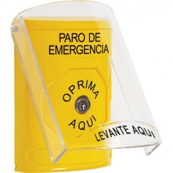 SS22A0ES-ES STI Yellow Indoor Only Flush or Surface w/ Horn Key-to-Reset Stopper Station with EMERGENCY STOP Label Spanish