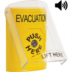 SS22A0EV-EN STI Yellow Indoor Only Flush or Surface w/ Horn Key-to-Reset Stopper Station with EVACUATION Label English