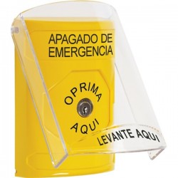 SS22A0PO-ES STI Yellow Indoor Only Flush or Surface w/ Horn Key-to-Reset Stopper Station with EMERGENCY POWER OFF Label Spanish