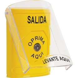 SS22A0XT-ES STI Yellow Indoor Only Flush or Surface w/ Horn Key-to-Reset Stopper Station with EXIT Label Spanish