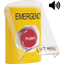 SS22A1EM-EN STI Yellow Indoor Only Flush or Surface w/ Horn Turn-to-Reset Stopper Station with EMERGENCY Label English SS22A1EM-EN STI Yellow Indoor Only Flush or Surface w/ Horn Turn-to-Reset Stopper Station with EMERGENCY Label English