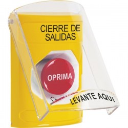 SS22A1LD-ES STI Yellow Indoor Only Flush or Surface w/ Horn Turn-to-Reset Stopper Station with LOCKDOWN Label Spanish