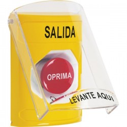 SS22A1XT-ES STI Yellow Indoor Only Flush or Surface w/ Horn Turn-to-Reset Stopper Station with EXIT Label Spanish