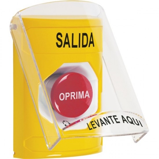 SS22A1XT-ES STI Yellow Indoor Only Flush or Surface w/ Horn Turn-to-Reset Stopper Station with EXIT Label Spanish