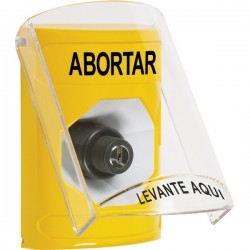 SS22A3AB-ES STI Yellow Indoor Only Flush or Surface w/ Horn Key-to-Activate Stopper Station with ABORT Label Spanish