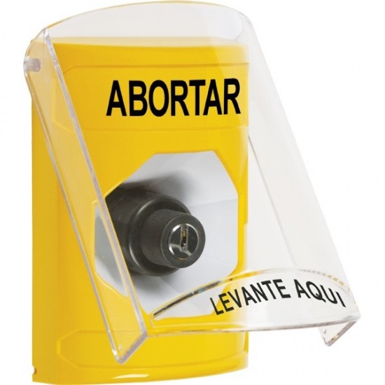SS22A3AB-ES STI Yellow Indoor Only Flush or Surface w/ Horn Key-to-Activate Stopper Station with ABORT Label Spanish