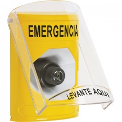 SS22A3EM-ES STI Yellow Indoor Only Flush or Surface w/ Horn Key-to-Activate Stopper Station with EMERGENCY Label Spanish