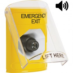 SS22A3EX-EN STI Yellow Indoor Only Flush or Surface w/ Horn Key-to-Activate Stopper Station with EMERGENCY EXIT Label English