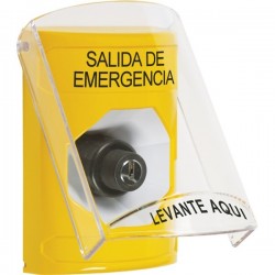 SS22A3EX-ES STI Yellow Indoor Only Flush or Surface w/ Horn Key-to-Activate Stopper Station with EMERGENCY EXIT Label Spanish