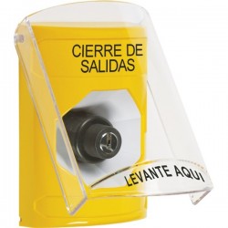SS22A3LD-ES STI Yellow Indoor Only Flush or Surface w/ Horn Key-to-Activate Stopper Station with LOCKDOWN Label Spanish