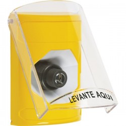 SS22A3NT-ES STI Yellow Indoor Only Flush or Surface w/ Horn Key-to-Activate Stopper Station with No Text Label Spanish