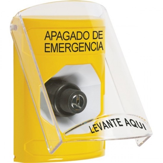 SS22A3PO-ES STI Yellow Indoor Flush/Surface w/ Horn Key-to-Activate Stopper Station w/ EMERGENCY POWER OFF Spanish