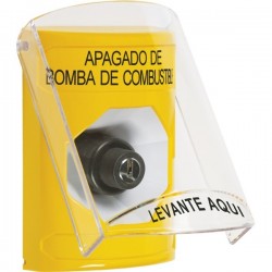SS22A3PS-ES STI Yellow Indoor Flush/Surface w/ Horn Key-to-Activate Stopper Station w/ FUEL PUMP SHUT DOWN Spanish