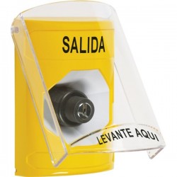 SS22A3XT-ES STI Yellow Indoor Only Flush or Surface w/ Horn Key-to-Activate Stopper Station with EXIT Label Spanish