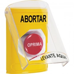 SS22A4AB-ES STI Yellow Indoor Only Flush or Surface w/ Horn Momentary Stopper Station with ABORT Label Spanish