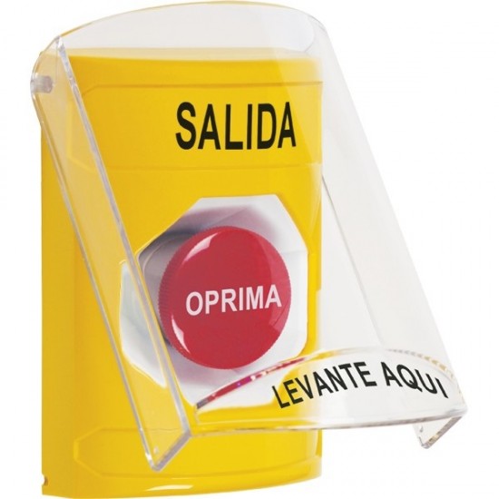 SS22A4XT-ES STI Yellow Indoor Only Flush or Surface w/ Horn Momentary Stopper Station with EXIT Label Spanish