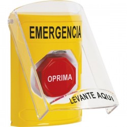 SS22A5EM-ES STI Yellow Indoor Flush/Surface w/ Horn Momentary Stopper Station w/ EMERGENCY Spanish