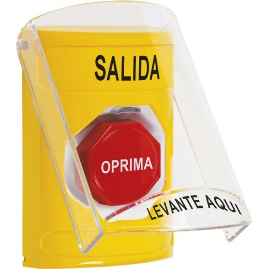 SS22A5XT-ES STI Yellow Indoor Only Flush or Surface w/ Horn Momentary (Illuminated) Stopper Station with EXIT Label Spanish