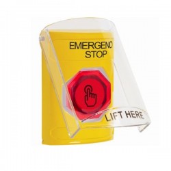 SS22A6ES-EN STI Yellow Indoor Flush/Surface w/ Horn Momentary (Illuminated) Stopper Station w/ EMERGENCY STOP Label