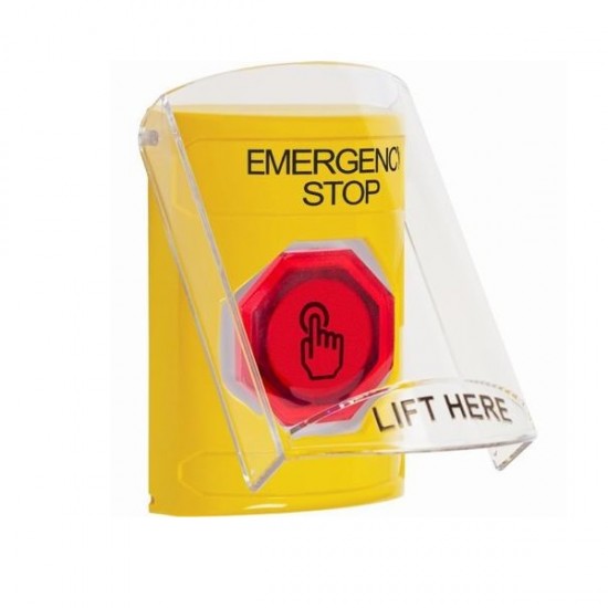 SS22A6ES-EN STI Yellow Indoor Flush/Surface w/ Horn Momentary (Illuminated) Stopper Station w/ EMERGENCY STOP Label