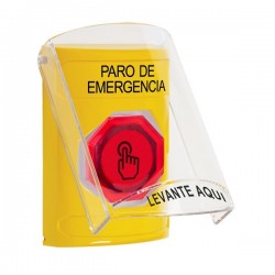 SS22A6ES-ES STI Yellow Indoor Flush/Surface w/ Horn Momentary (Illuminated) Stopper Station w/ EMERGENCY STOP Spanish