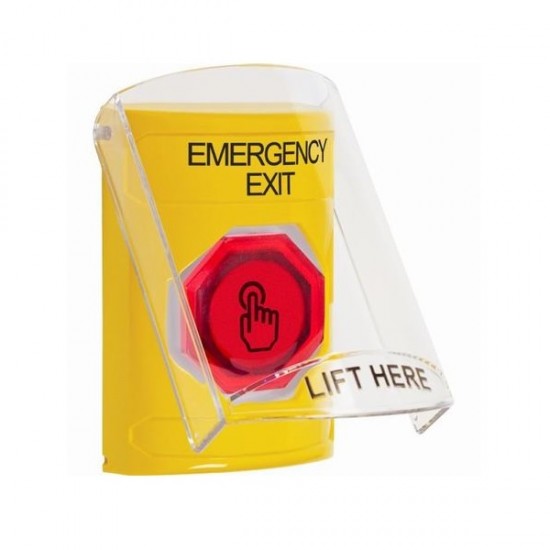SS22A6EX-EN STI Yellow Indoor Flush/Surface w/ Horn Momentary (Illuminated) Stopper Station w/ EMERGENCY EXIT Label
