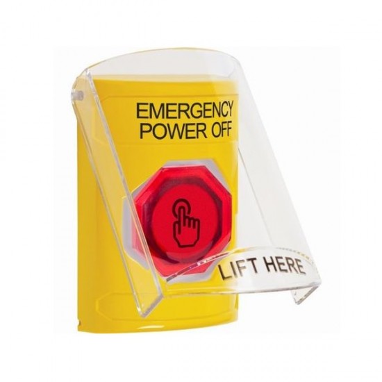 SS22A6PO-EN STI Yellow Indoor Flush/Surface w/ Horn Momentary (Illuminated) Stopper Station w/ EMERGENCY POWER OFF Label