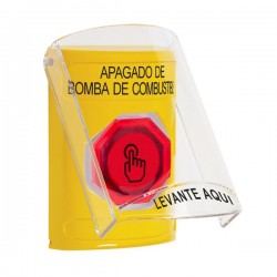 SS22A6PS-ES STI Yellow Indoor Flush/Surface w/ Horn Momentary (Illuminated) Stopper Station w/ FUEL PUMP SHUT DOWN Spanish