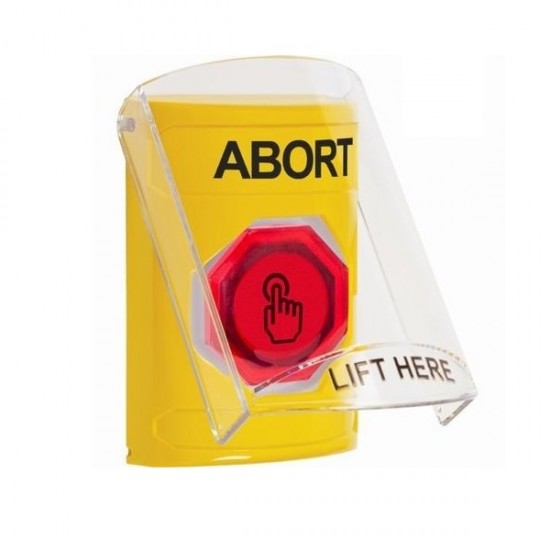 SS22A7AB-EN STI Yellow Indoor Flush/Surface w/ Horn Weather Resistant Momentary Stopper Station w/ ABORT Label