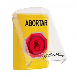 SS22A7AB-ES STI Yellow Indoor Flush/Surface w/ Horn Weather Resistant Momentary Stopper Station w/ ABORT Spanish