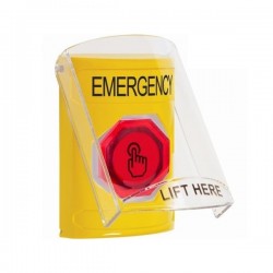 SS22A7EM-EN STI Yellow Indoor Flush/Surface w/ Horn Weather Resistant Momentary Stopper Station w/ EMERGENCY Label