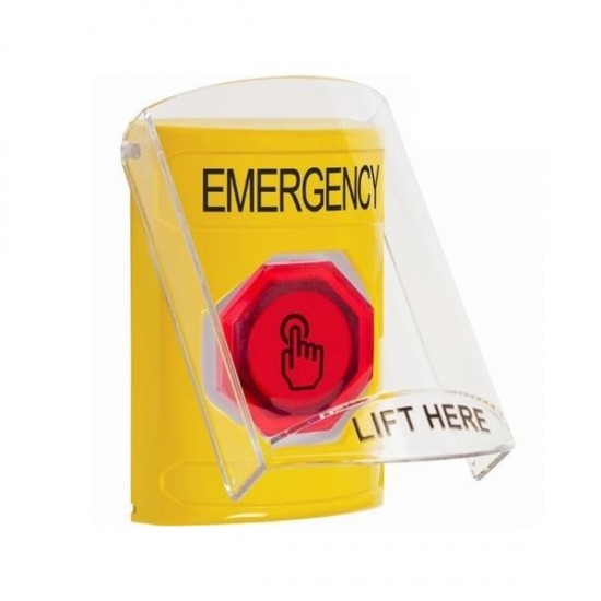 SS22A7EM-EN STI Yellow Indoor Flush/Surface w/ Horn Weather Resistant Momentary Stopper Station w/ EMERGENCY Label SS22A7EM-EN STI Yellow Indoor Flush/Surface w/ Horn Weather Resistant Momentary Stopper Station w/ EMERGENCY Label