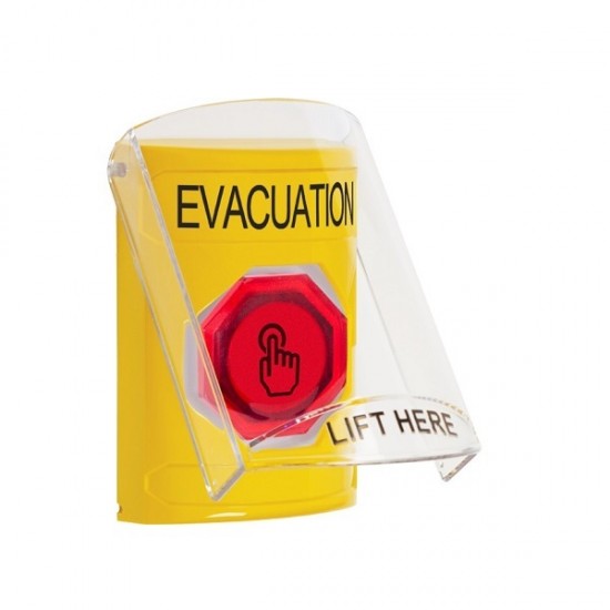 SS22A7EV-EN STI Yellow Indoor Flush/Surface w/ Horn Weather Resistant Momentary Stopper Station w/ EVACUATION Label