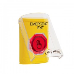 SS22A7EX-EN STI Yellow Indoor Flush/Surface w/ Horn Weather Resistant Momentary Stopper Station w/ EMERGENCY EXIT Label