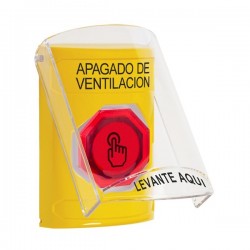 SS22A7HV-ES STI Yellow Indoor Flush/Surface w/ Horn Weather Resistant Momentary Stopper Station w/ HVAC SHUT DOWN Spanish