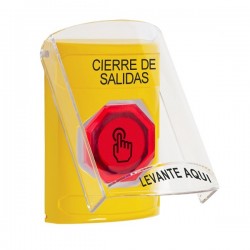 SS22A7LD-ES STI Yellow Indoor Flush/Surface w/ Horn Weather Resistant Momentary Stopper Station w/ LOCKDOWN Spanish