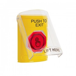SS22A7PX-EN STI Yellow Indoor Flush/Surface w/ Horn Weather Resistant Momentary Stopper Station w/ PUSH TO EXIT Label