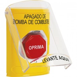 SS22A9PS-ES STI Yellow Indoor Flush/Surface w/ Horn Turn-to-Reset Stopper Station w/ FUEL PUMP SHUT DOWN Spanish