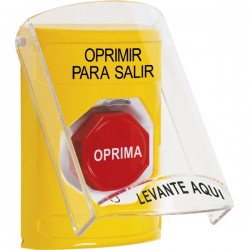 SS22A9PX-ES STI Yellow Indoor Flush/Surface w/ Horn Turn-to-Reset Stopper Station w/ PUSH TO EXIT Spanish