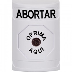 SS2300AB-ES STI White No Cover Key-to-Reset Stopper Station with ABORT Label Spanish