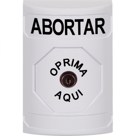 SS2300AB-ES STI White No Cover Key-to-Reset Stopper Station with ABORT Label Spanish
