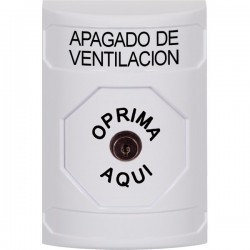 SS2300HV-ES STI White No Cover Key-to-Reset Stopper Station with HVAC SHUT DOWN Label Spanish