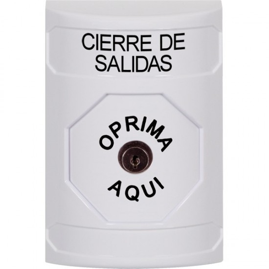 SS2300LD-ES STI White No Cover Key-to-Reset Stopper Station with LOCKDOWN Label Spanish